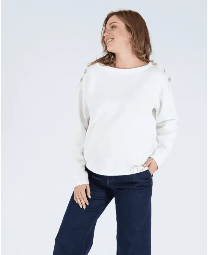 Sailor sweater of pregnancy Molene ivory - Pull