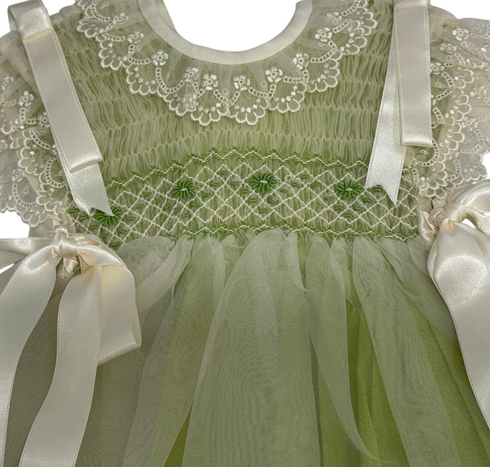 Sasha Lime Handsmocked Dress