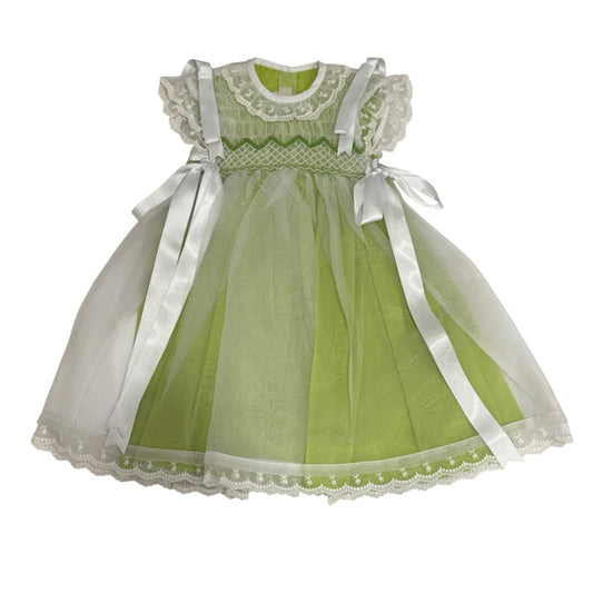 Sasha Lime II Handsmocked Dress