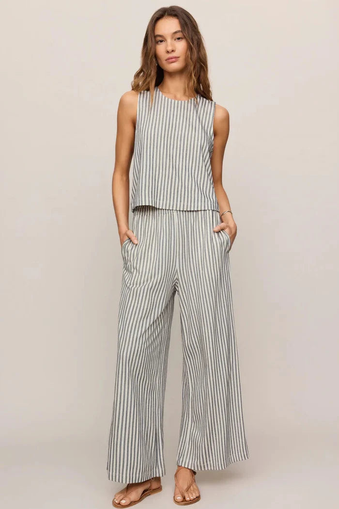Striped knit tank and wide leg pant matching set in grey - Z Supply