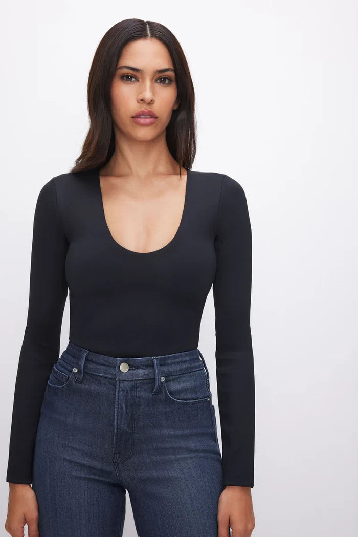 Sculpting Scoop Neck Bodysuit - Black