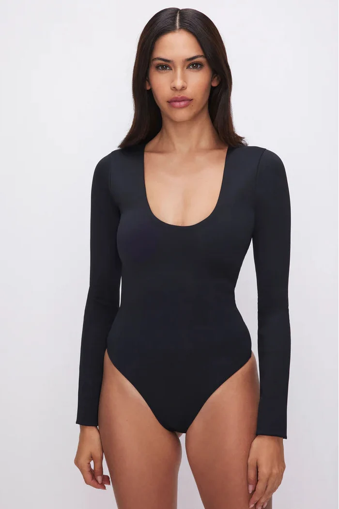 Sculpting Scoop Neck Bodysuit - Black