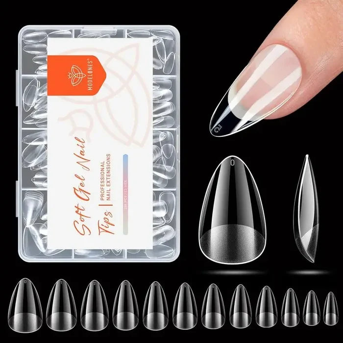 216 Pcs Semi-Frosted Nail Tips Nail Tip MODELONES # Short Almond