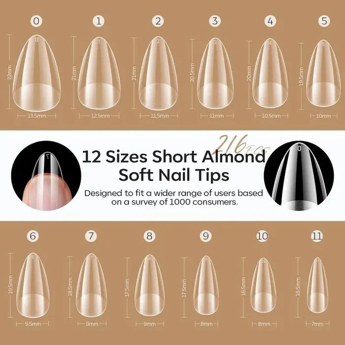 216 Pcs Semi-Frosted Nail Tips Nail Tip MODELONES #