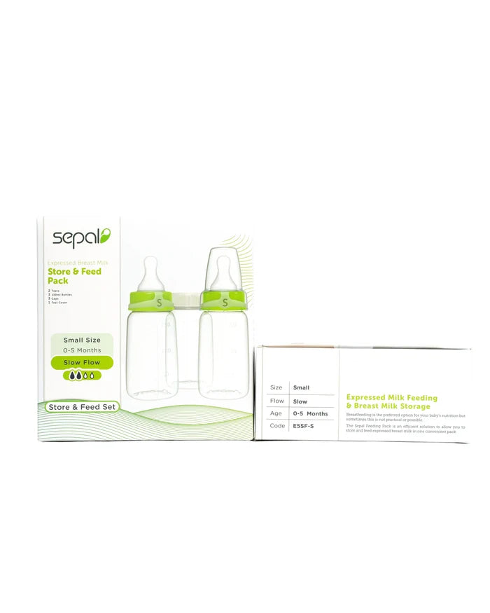 Sepal Expressed Breast Milk Store & Feed Pack | Small Teat| Slow Flow