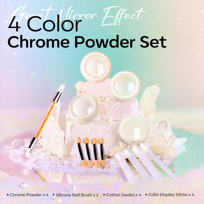 4 Colors Chrome Powder Set - Shooting Stars Nail Art MODELONES #