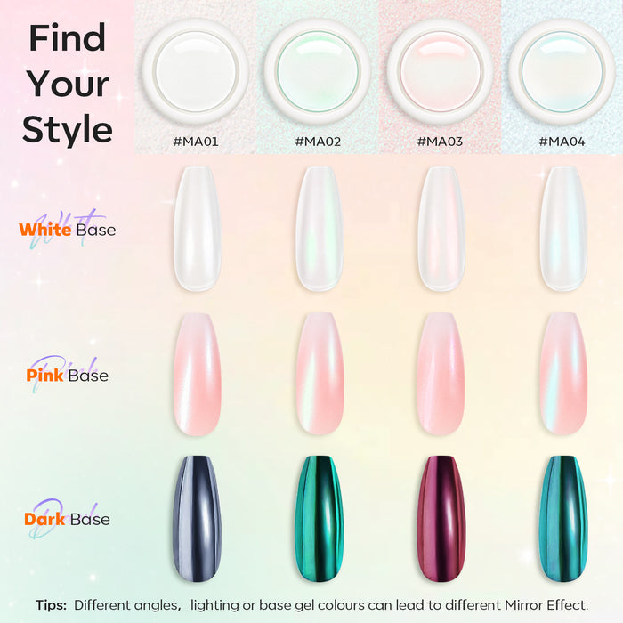 4 Colors Chrome Powder Set - Shooting Stars Nail Art MODELONES #