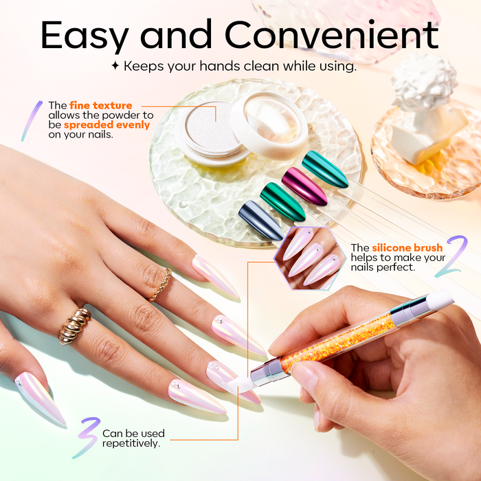 4 Colors Chrome Powder Set - Shooting Stars Nail Art MODELONES #