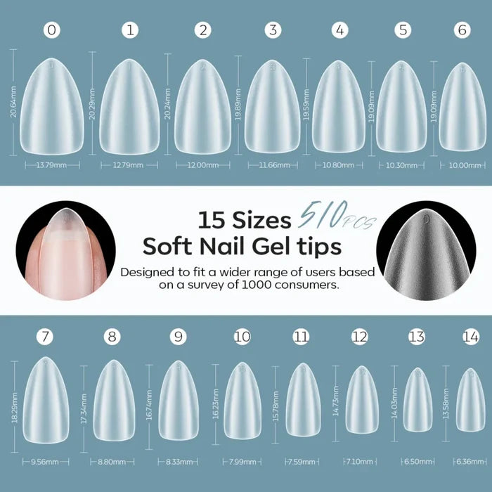 Short Almond - Frosted Nail Tips