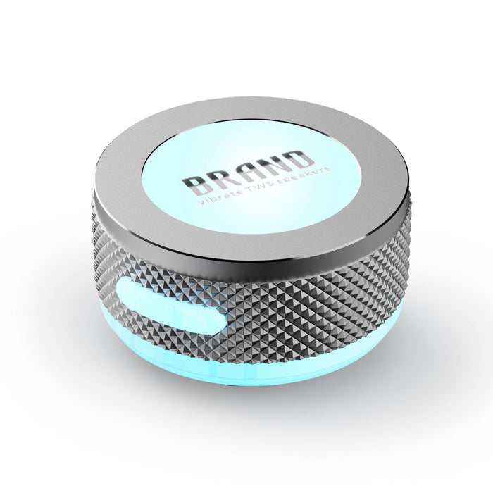 Silver Bone Conduction Vibration Bluetooth Speaker - TWS Stereo, LED, Surface Sound