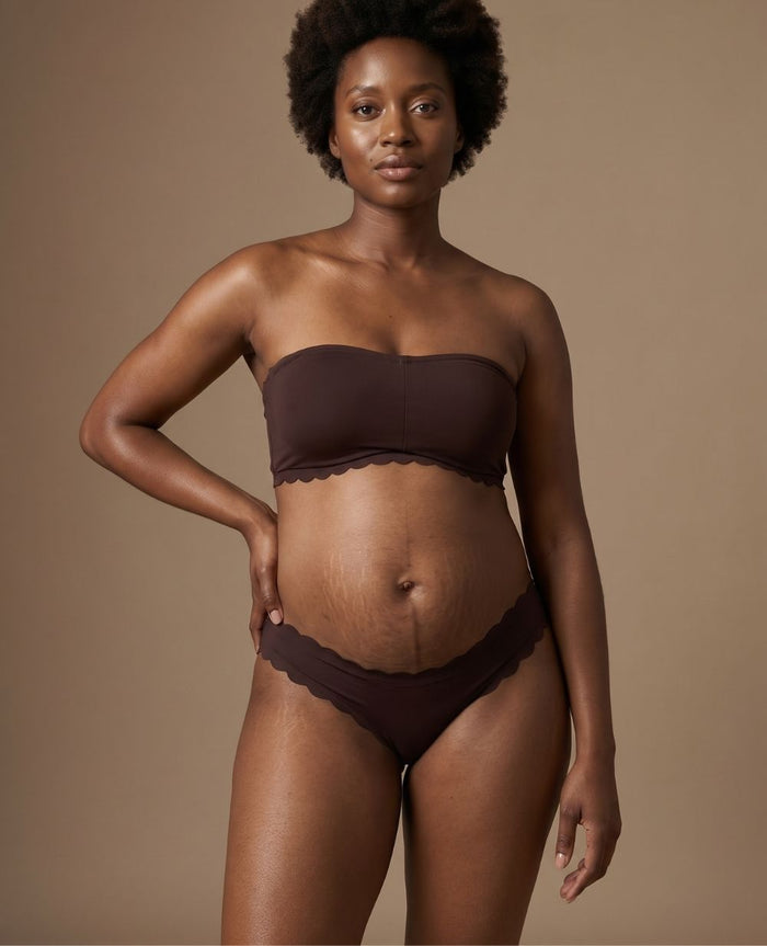Skin low waist maternity tanga - Chocolate