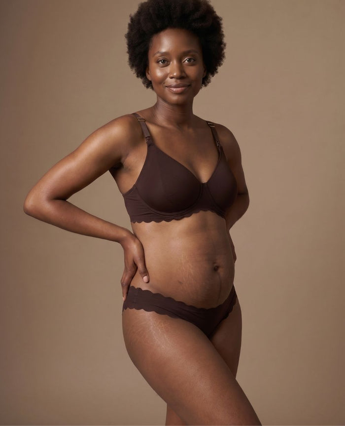 Skin low waist maternity tanga - Chocolate