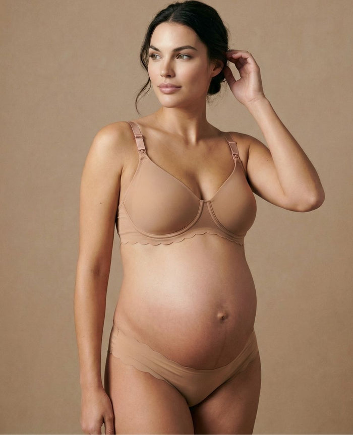 Skin low waist maternity tanga - Latte