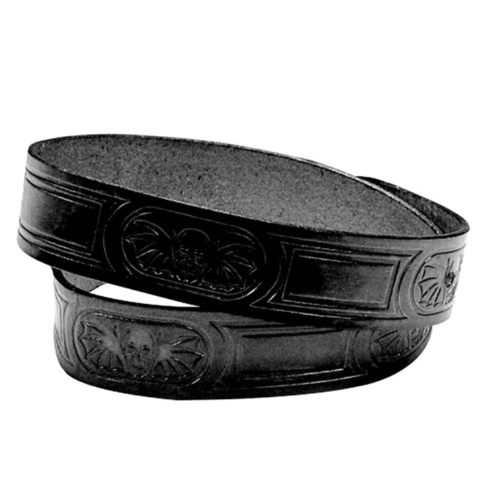 skulls and wings black leather bikers belt