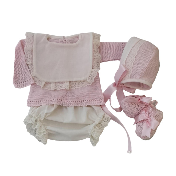 Skyler Pink Personalized 4-piece Knitted Set