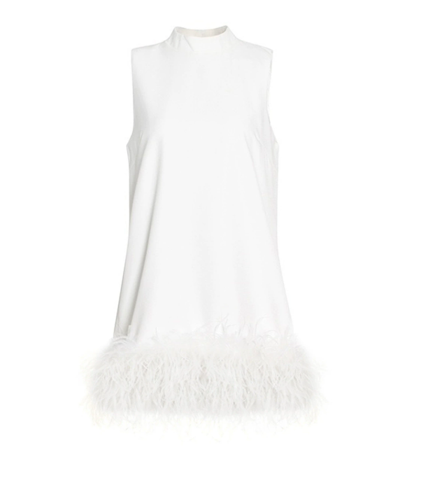 sleeveless feather-hem shift dress – FLOWLY