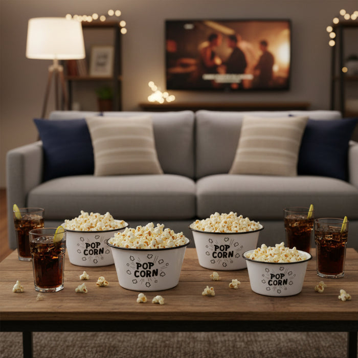 small enamel popcorn art bowls set of 4