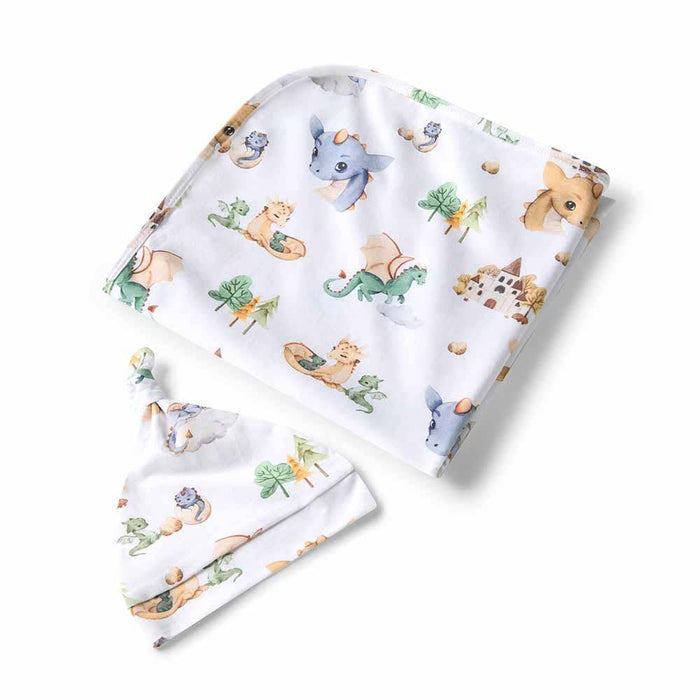 Snuggle Hunny - Dragon Organic Jersey Wrap & Beanie Set