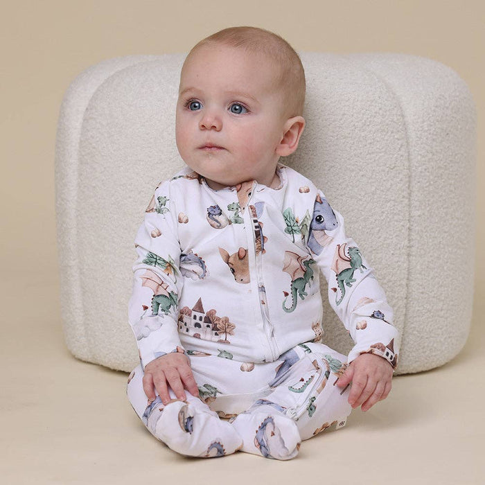 Snuggle Hunny - Dragon Organic Snuggle Sleepsuit Zip Footie - 0-3 Months (000)