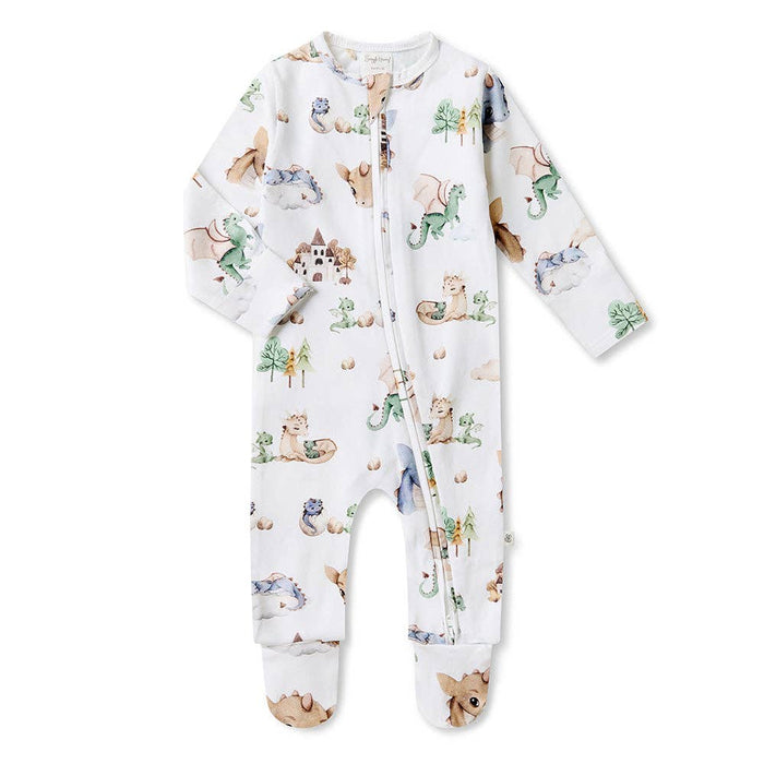Snuggle Hunny - Dragon Organic Snuggle Sleepsuit Zip Footie - 3-6 Months (00)