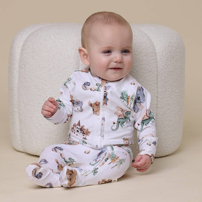 Snuggle Hunny - Dragon Organic Snuggle Sleepsuit Zip Footie - 3-6 Months (00)