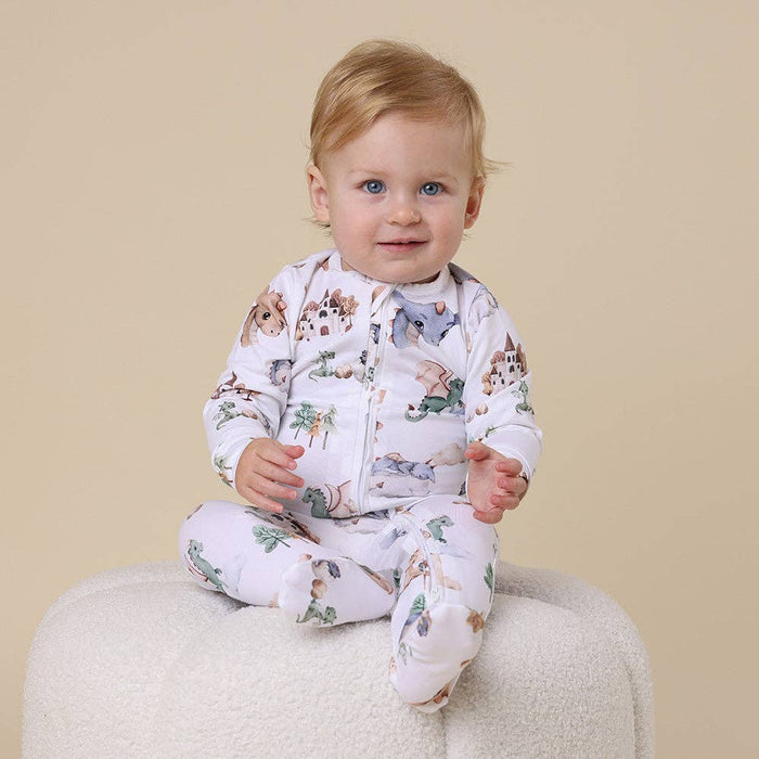 Snuggle Hunny - Dragon Organic Snuggle Sleepsuit Zip Footie - 3-6 Months (00)