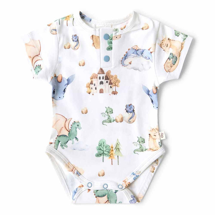 Snuggle Hunny - Dragon Short Sleeve Organic Bodysuit - Newborn (0000)