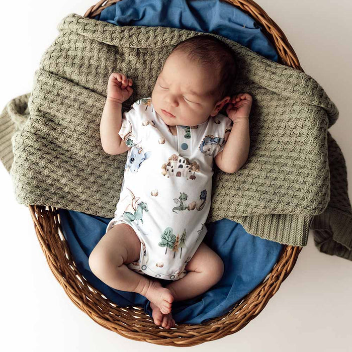 Snuggle Hunny - Dragon Short Sleeve Organic Bodysuit - Newborn (0000)