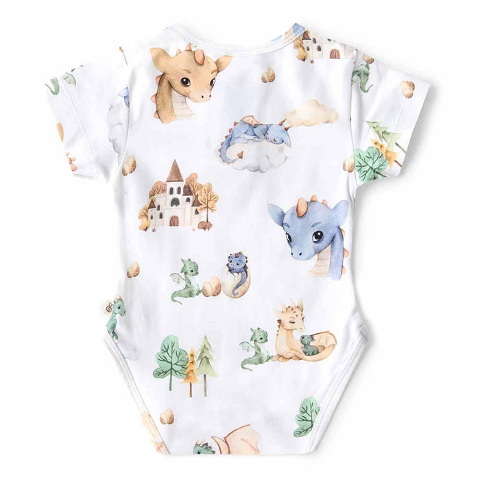 Snuggle Hunny - Dragon Short Sleeve Organic Bodysuit - Newborn (0000)