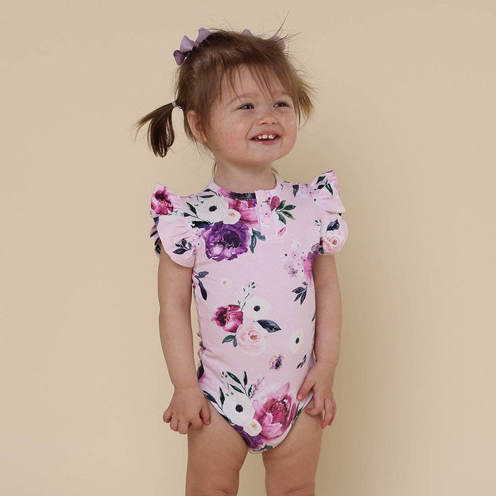 Snuggle Hunny - Floral Kiss Short Sleeve Organic Bodysuit with Frill - Newborn (0000)