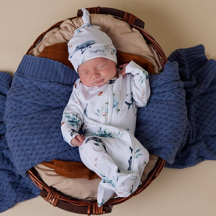 Snuggle Hunny - Ocean Organic Snuggle Sleepsuit Zip Footie