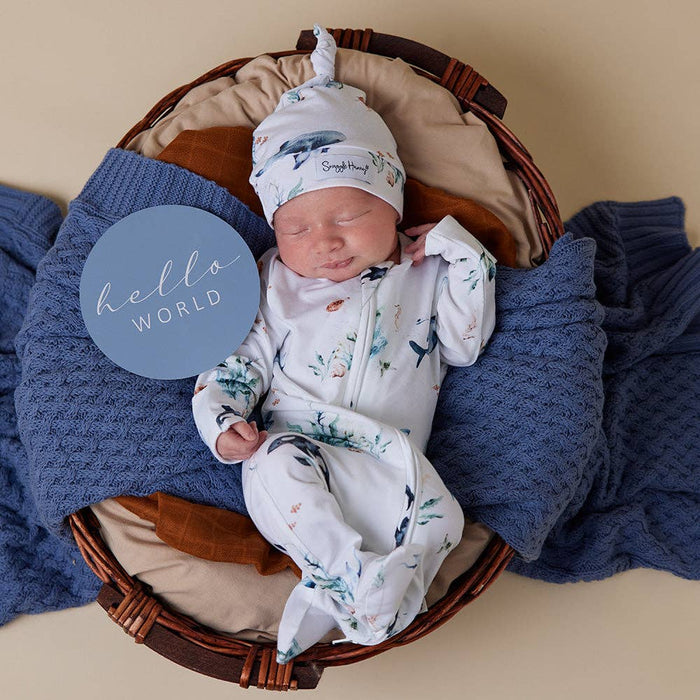 Snuggle Hunny - Ocean Organic Snuggle Sleepsuit Zip Footie