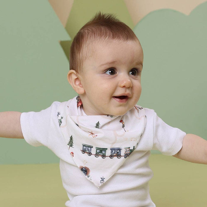 Snuggle Hunny - Trains Organic Dribble Bib