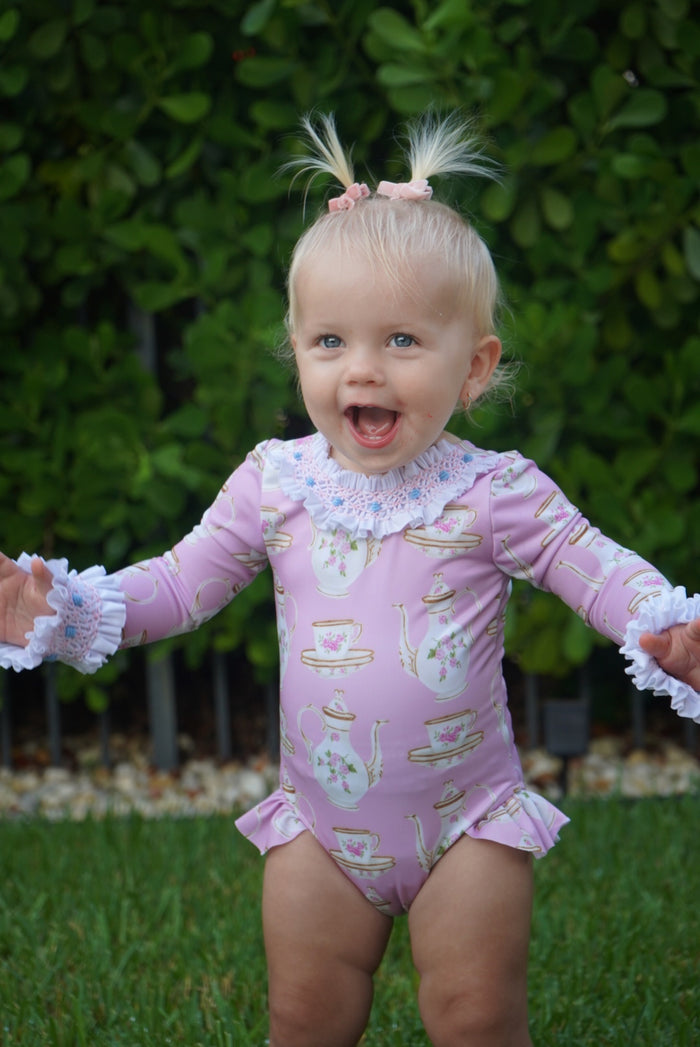 Sofia Tea Time Pink Handsmocked Rashguard