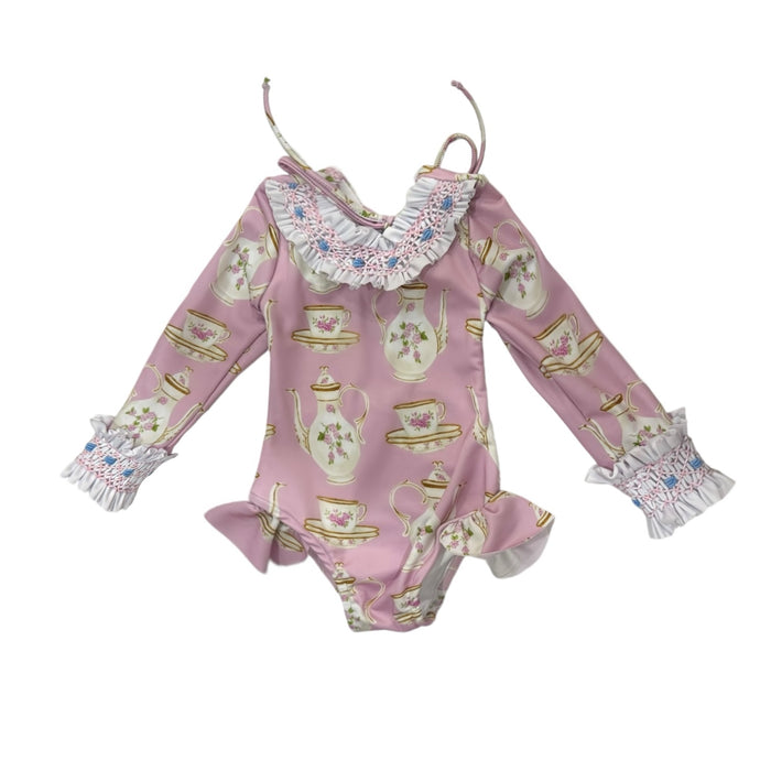 Sofia Tea Time Pink Handsmocked Rashguard