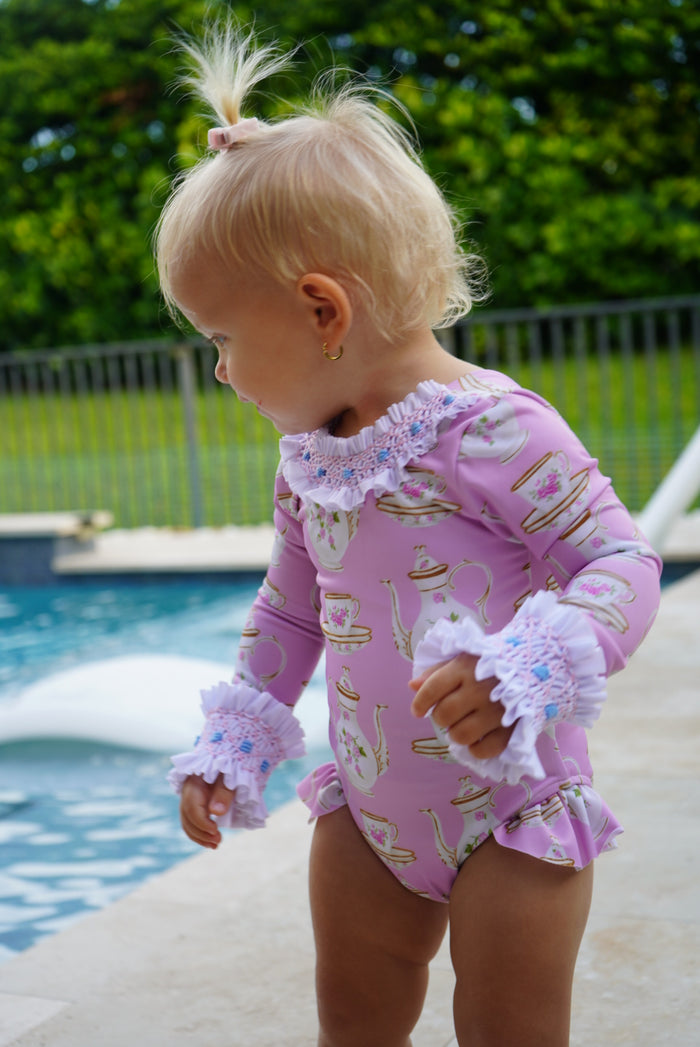Sofia Tea Time Pink Handsmocked Rashguard