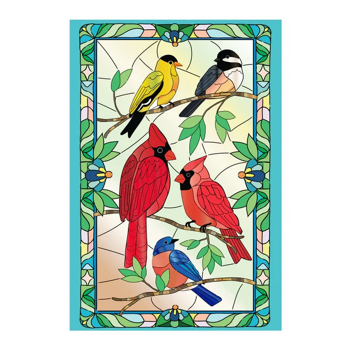 Stained Glass Songbirds Applique Garden Flag — Evergreen Enterprises