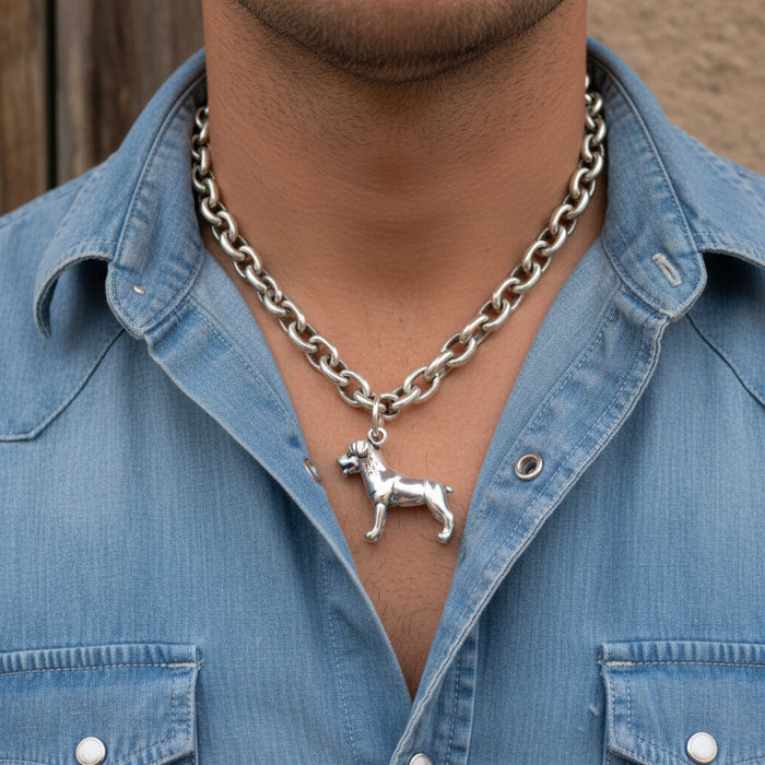 sterling silver standing rottweiler dog charm