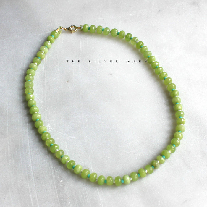 Stone Candy Beaded Necklace - Lime