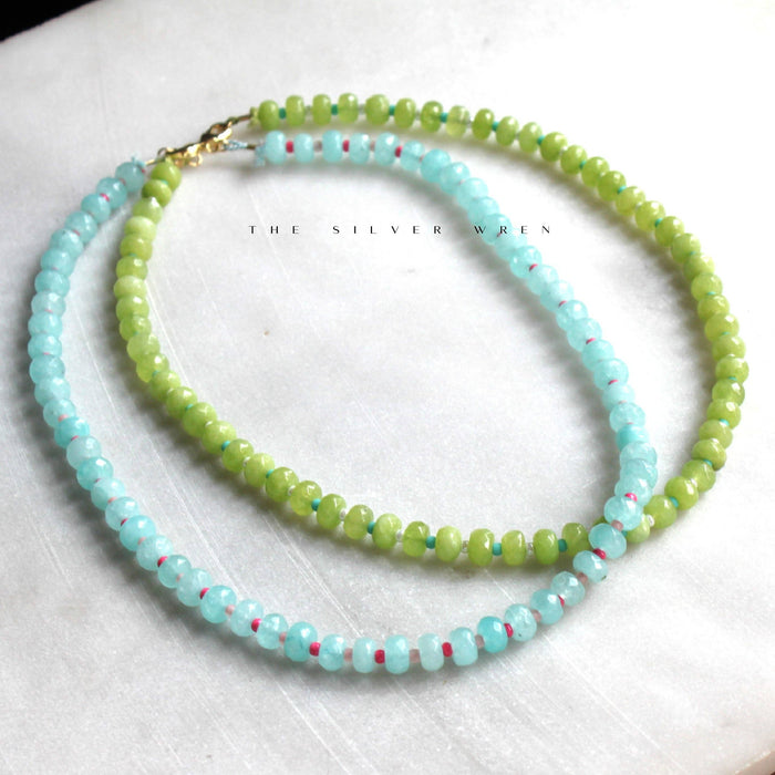 Stone Candy Beaded Necklace - Lime