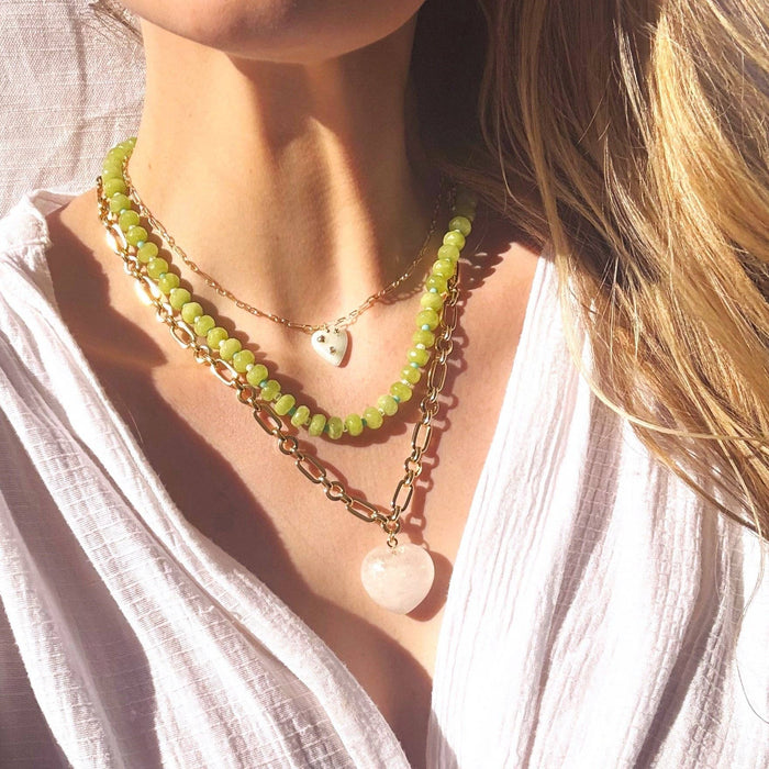 Stone Candy Beaded Necklace - Lime