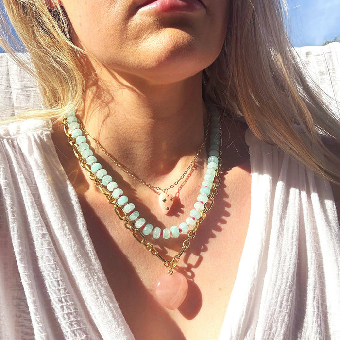 Stone Candy Beaded Necklace - Lime