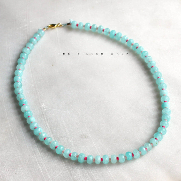 Stone Candy Beaded Necklace - Lime