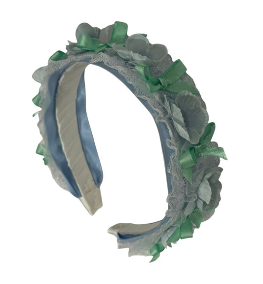 Storybook Blue Organza Handmade Flowers Headband