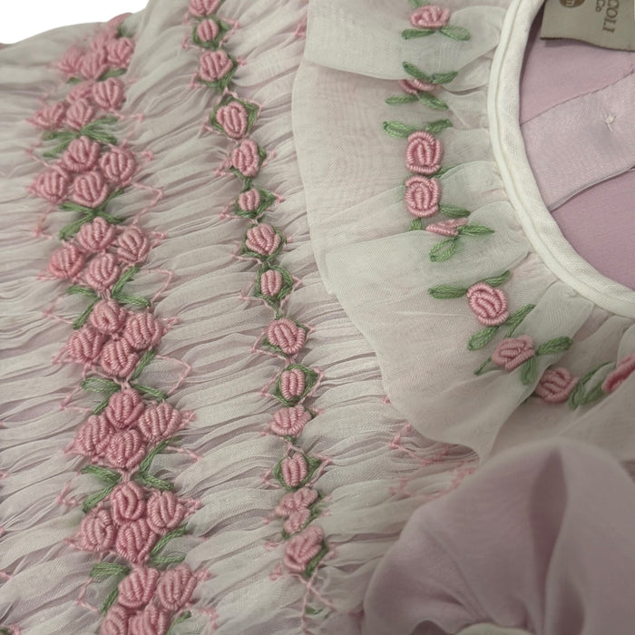 Storybook Pink Handsmocked and Handembroidered Organza Dress