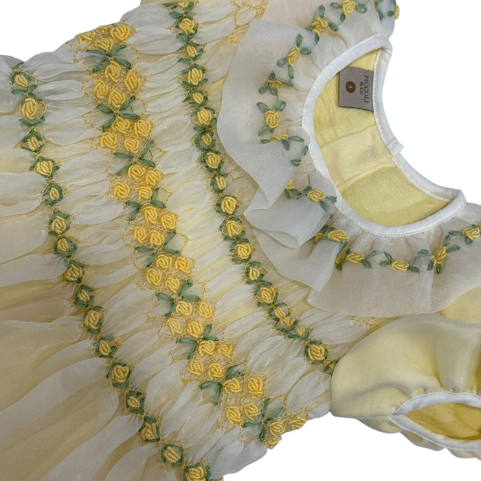 Storybook Yellow Handsmocked and Handembroidered Organza Dress