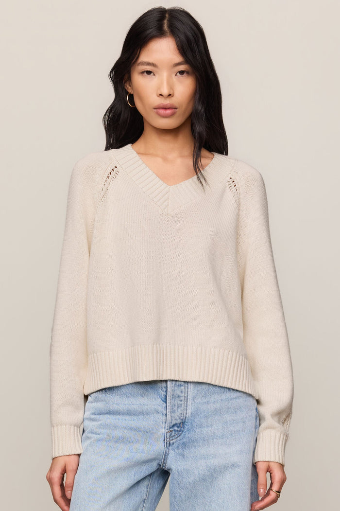 Z Supply Stratton cotton V-neck sweater in Sandstone