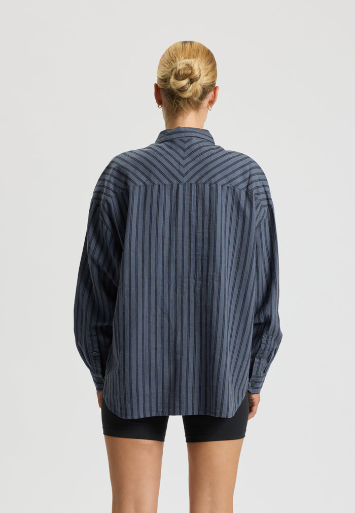 Rethinkit Stribet Skjorte PJ Shirts and Blouses 1198 blue toned stripe