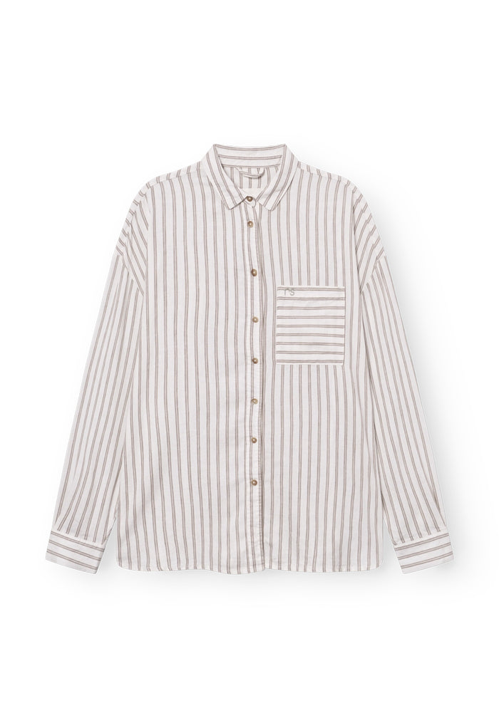 Rethinkit Stribet Skjorte PJ Shirts and Blouses 0076 warm grey stripe
