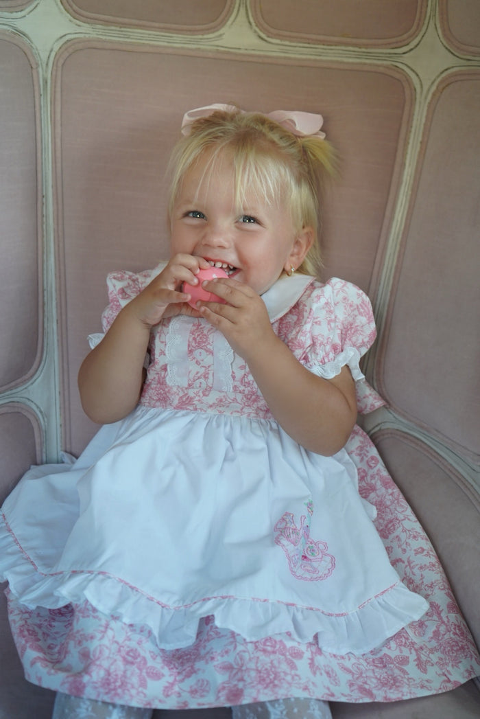 Tea Pink Handembroidered Toile Dress